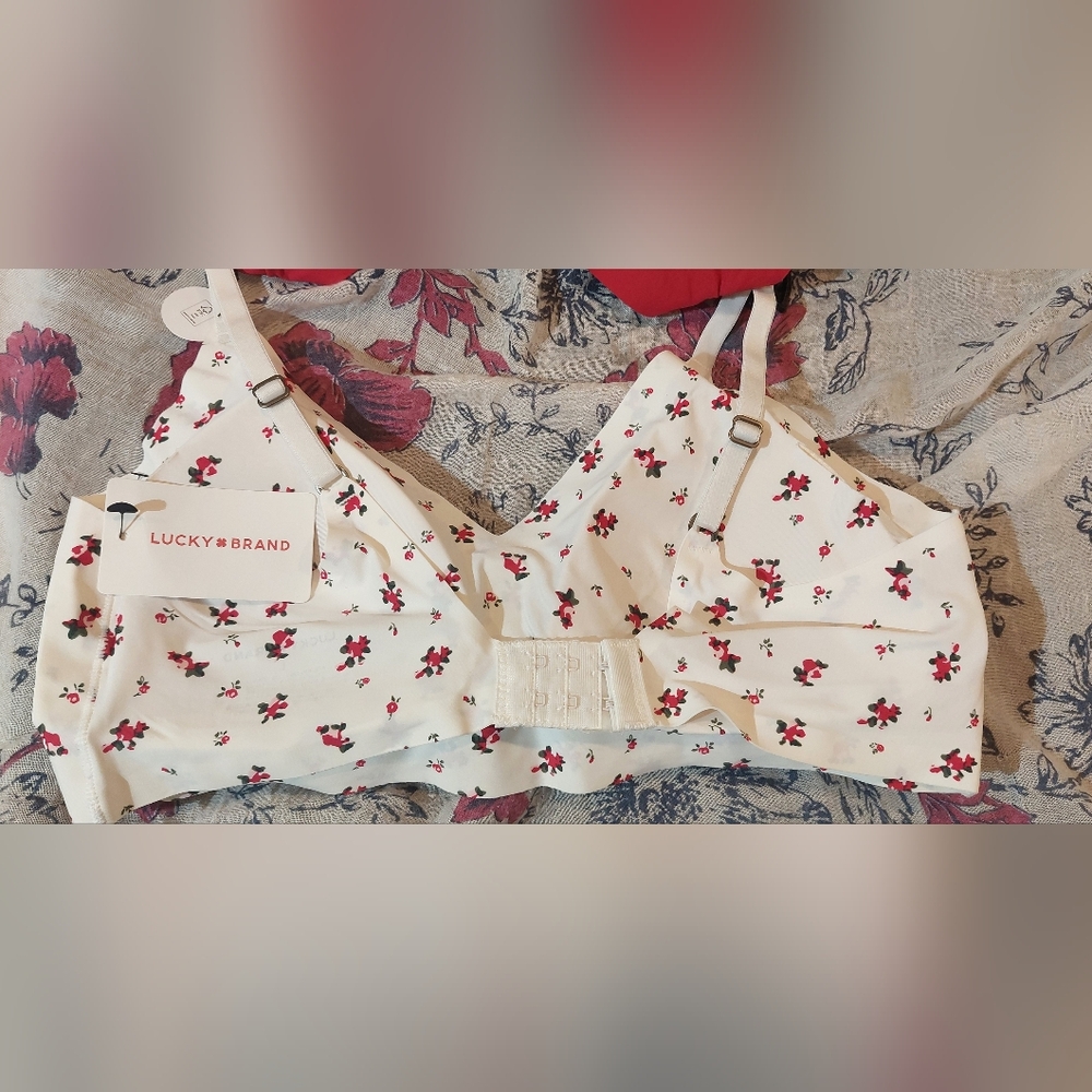 Lucky Brand Red and White Floral Bra - Picture 6 of 6